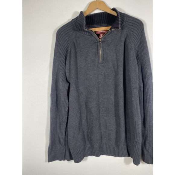 Covington 1/4 Zip Sweater Size XXL 2XL Mens Gray Ribbed Sleeve Fisherman Chunky - Picture 3 of 7